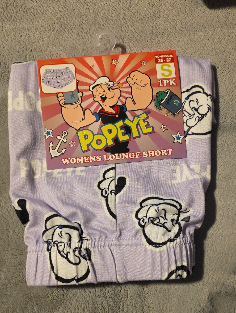 Popeye Women's Lounge Shorts - Lavender with Black & White Print